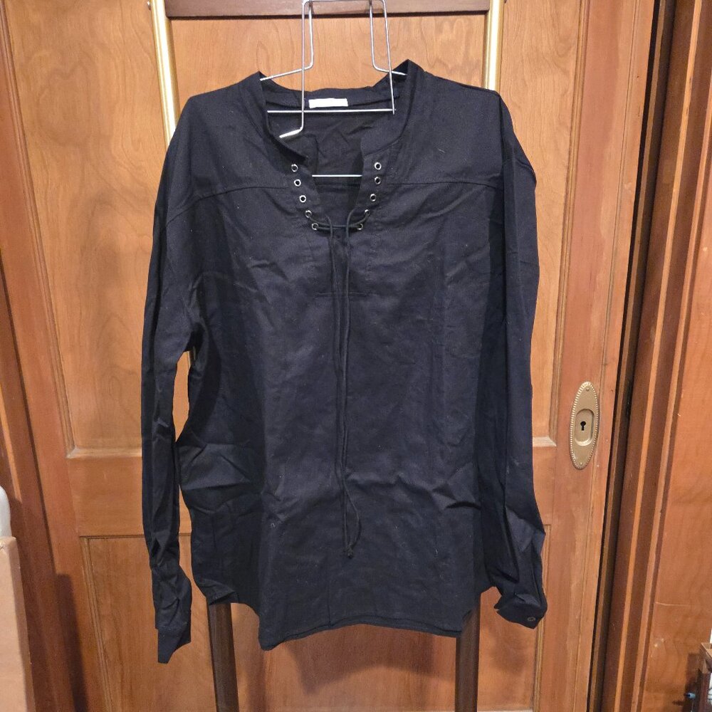 Coofandy Black Lace-Up Shirt